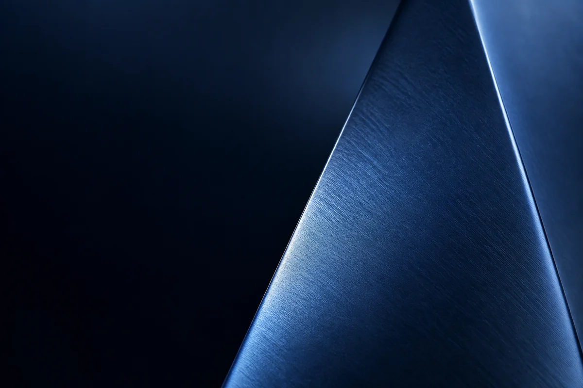 Abstract folded blue metal surface